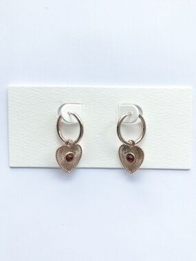 Heart huggie earrings dangle gold tone hoop earring stainless steel charm